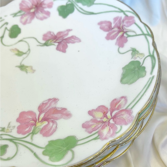 Antique L. Bernardaud & Co Limoges French White and Pink Floral Plates - Picture 3 of 13